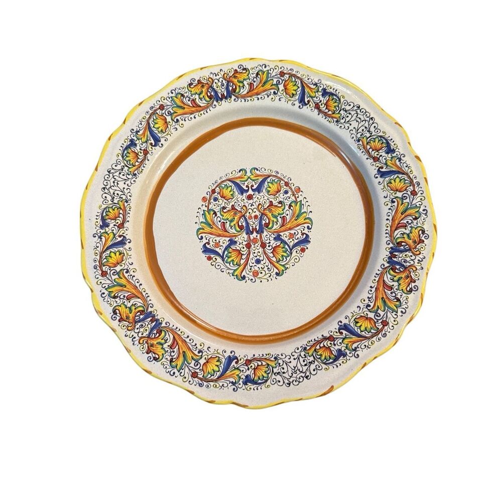 Vintage Meridiana Ceramiche Dinner‎ Plates set of 4 Italian Hand Painted Dueling